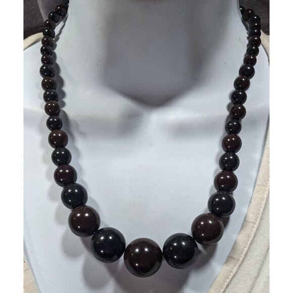 Black And Brown Graduated Beaded Necklace - Picture 3 of 8